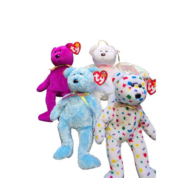 Lot of 4 Vintage Ty Beanie Babies Bears Plush - Picture 7 of 10
